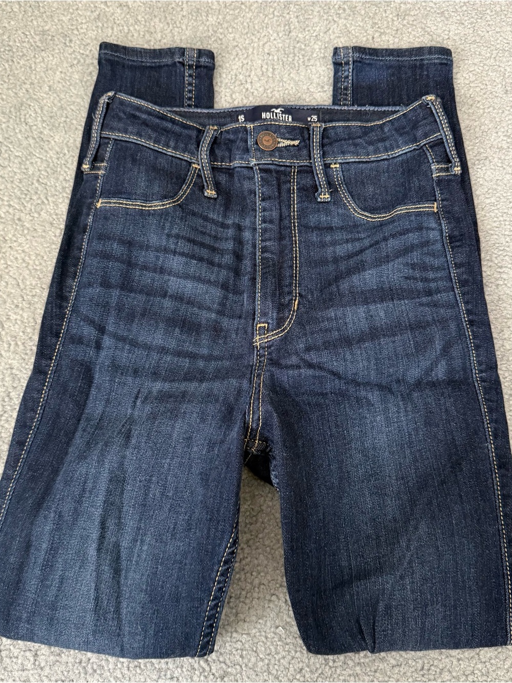 Hollister Ultra High Rise Deep Indigo Stretch Skinny Jean Leggings Size 25